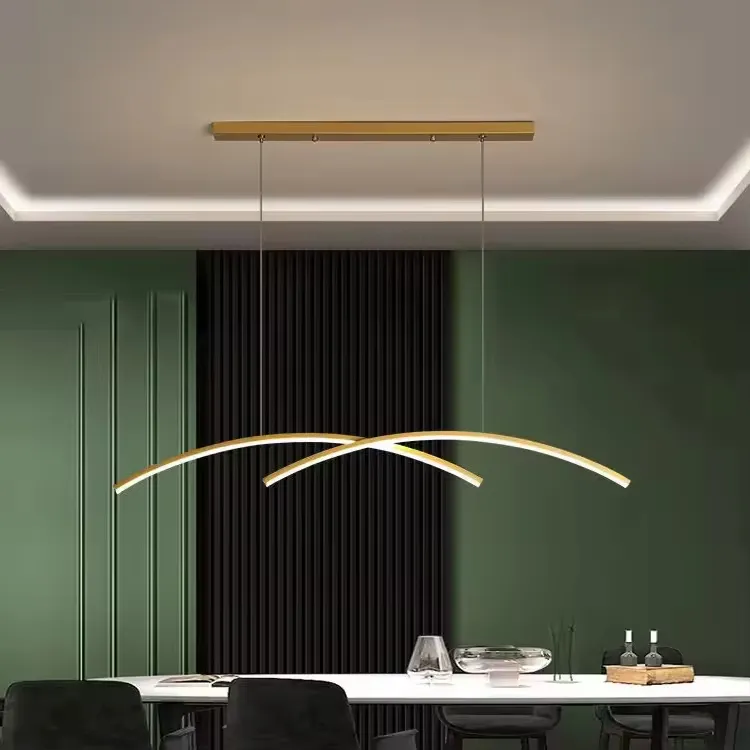 Lámpara colgante barra LED, Dorado (90*10*Regula 120cm, 26W) (Circuito LED integrado, 3 temperaturas de luz: cálida 3000K, neutra 4500K, blanca 6000K, vida útil 25000 horas)