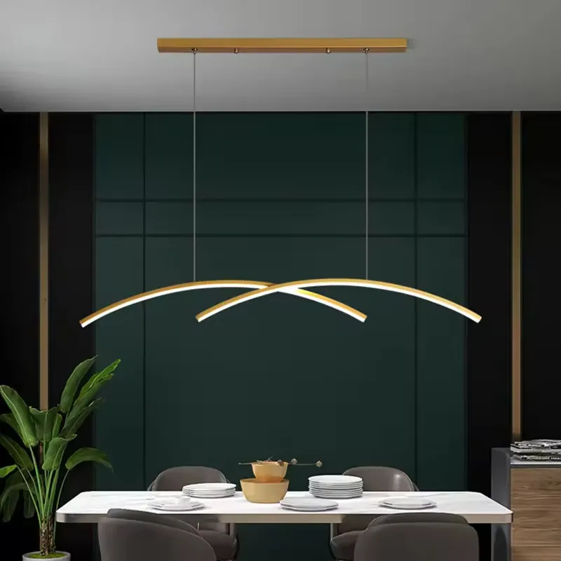 Lámpara colgante barra LED, Dorado (90*10*Regula 120cm, 26W) (Circuito LED integrado, 3 temperaturas de luz: cálida 3000K, neutra 4500K, blanca 6000K, vida útil 25000 horas)