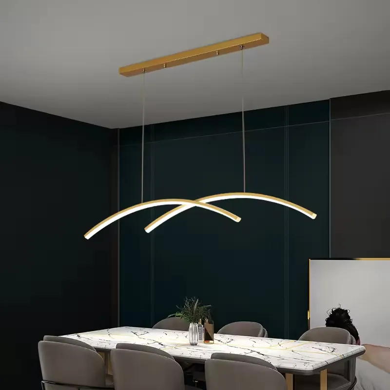Lámpara colgante barra LED, Dorado (90*10*Regula 120cm, 26W) (Circuito LED integrado, 3 temperaturas de luz: cálida 3000K, neutra 4500K, blanca 6000K, vida útil 25000 horas)