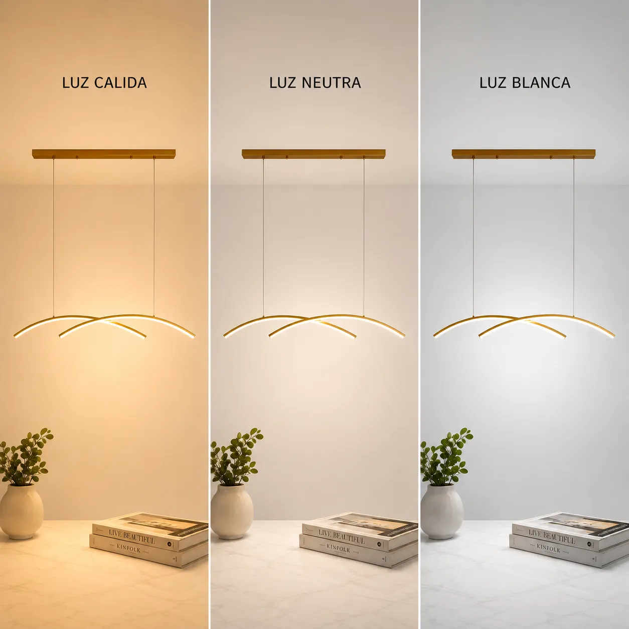 Lámpara colgante barra LED, Dorado (90*10*Regula 120cm, 26W) (Circuito LED integrado, 3 temperaturas de luz: cálida 3000K, neutra 4500K, blanca 6000K, vida útil 25000 horas)