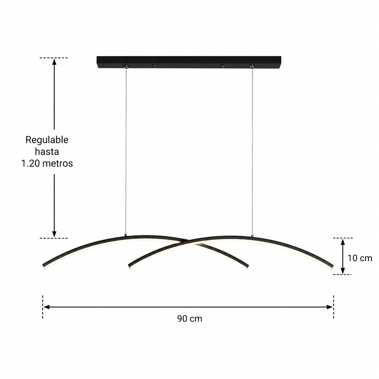 Lámpara colgante barra LED, Negro (90*120cm, 26W)