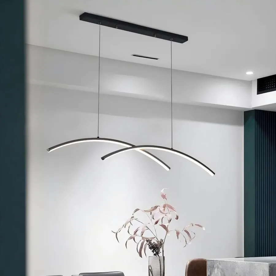 Lámpara colgante barra LED, Negro (90*10*Regula 120cm, 26W) (Circuito LED integrado, 3 temperaturas de luz: cálida 3000K, neutra 4500K, blanca 6000K, vida útil 25000 horas)