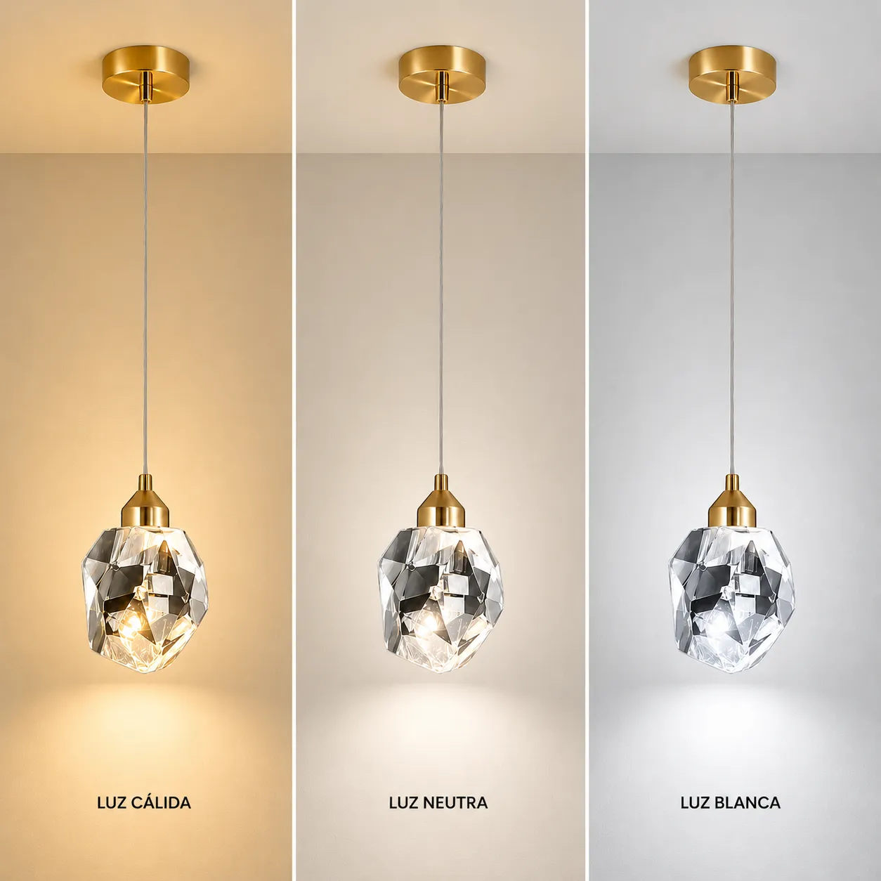 Lámpara colgante gota de cristal pequeña, Dorado (8*150cm, 5W)