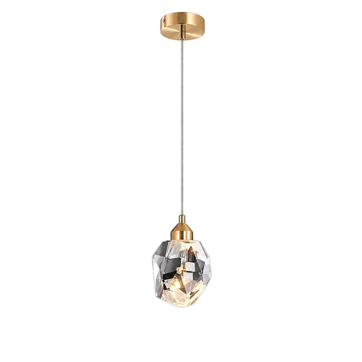 Lámpara colgante diamante de cristal pequeña, Dorado (8*11*Regula 150cm, 5W) (Circuito LED integrado, 3 temperaturas de luz: cálida 3000K, neutra 4500K, blanca 6000K, vida útil 25000 horas)