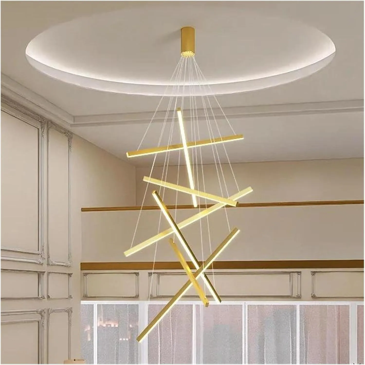 Lámpara de techo Sputnik líneas cruzadas, Dorado (60*120cm,60W)