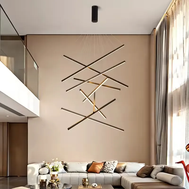 Lámpara de techo Sputnik líneas cruzadas, Negro (60*Regula 120cm,60W) (Circuito LED integrado, 3 temperaturas de luz: cálida 3000K, neutra 4500K, blanca 6000K, vida útil 25000 horas)