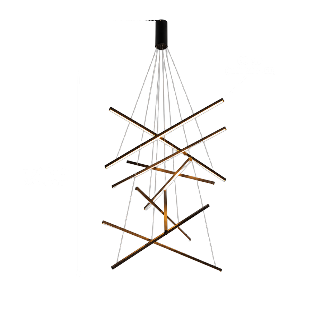 Lámpara de techo Sputnik líneas cruzadas, Negro (60*Regula 120cm,60W) (Circuito LED integrado, 3 temperaturas de luz: cálida 3000K, neutra 4500K, blanca 6000K, vida útil 25000 horas)