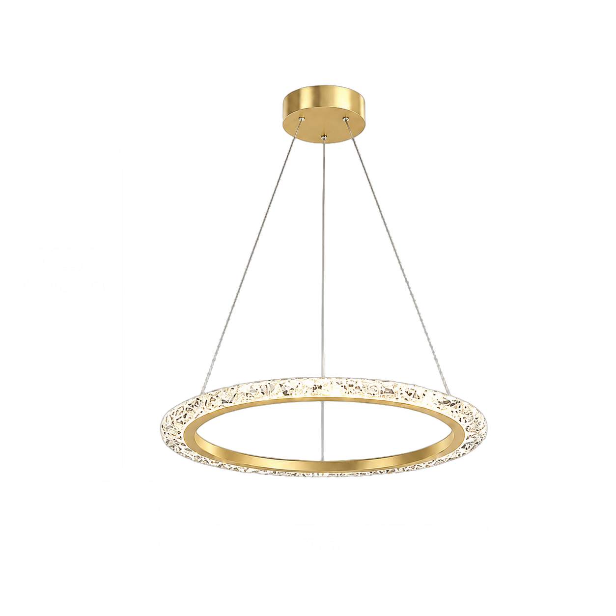 Lámpara colgante aro LED, Dorado (60*Regula 120cm,36W) (Circuito LED integrado, 3 temperaturas de luz: cálida 3000K, neutra 4500K, blanca 6000K, vida útil 25000 horas)