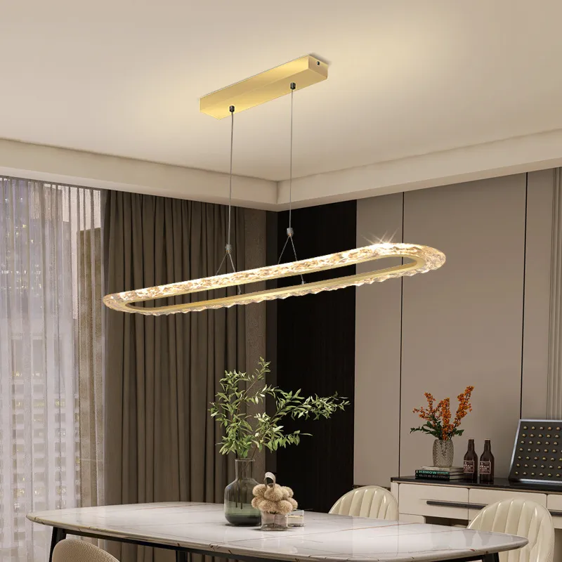 Lámpara colgante ovalada LED, Dorado (100*120cm, 48W)