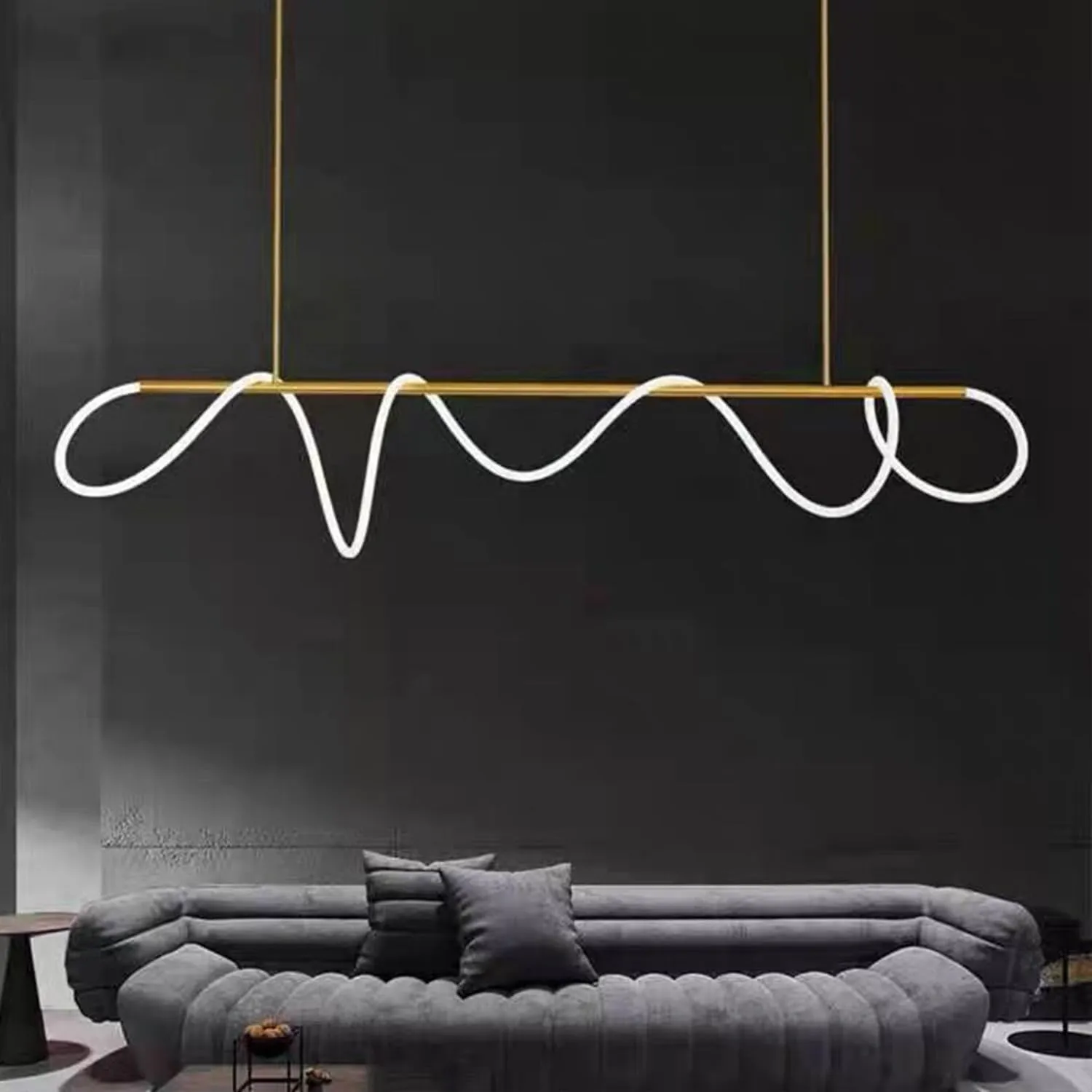 Lámpara colgante ondas múltiples LED, Dorado (120*30cm, 36W)