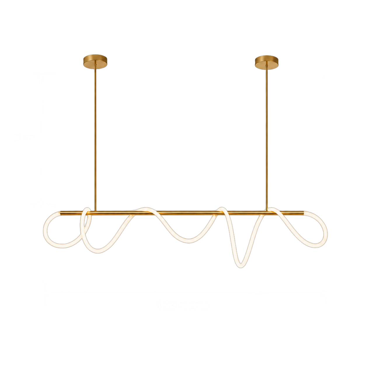 Lámpara colgante ondas múltiples LED, Dorado (120*30cm, 36W) (Circuito LED integrado, 3 temperaturas de luz: cálida 3000K, neutra 4500K, blanca 6000K, vida útil 25000 horas)