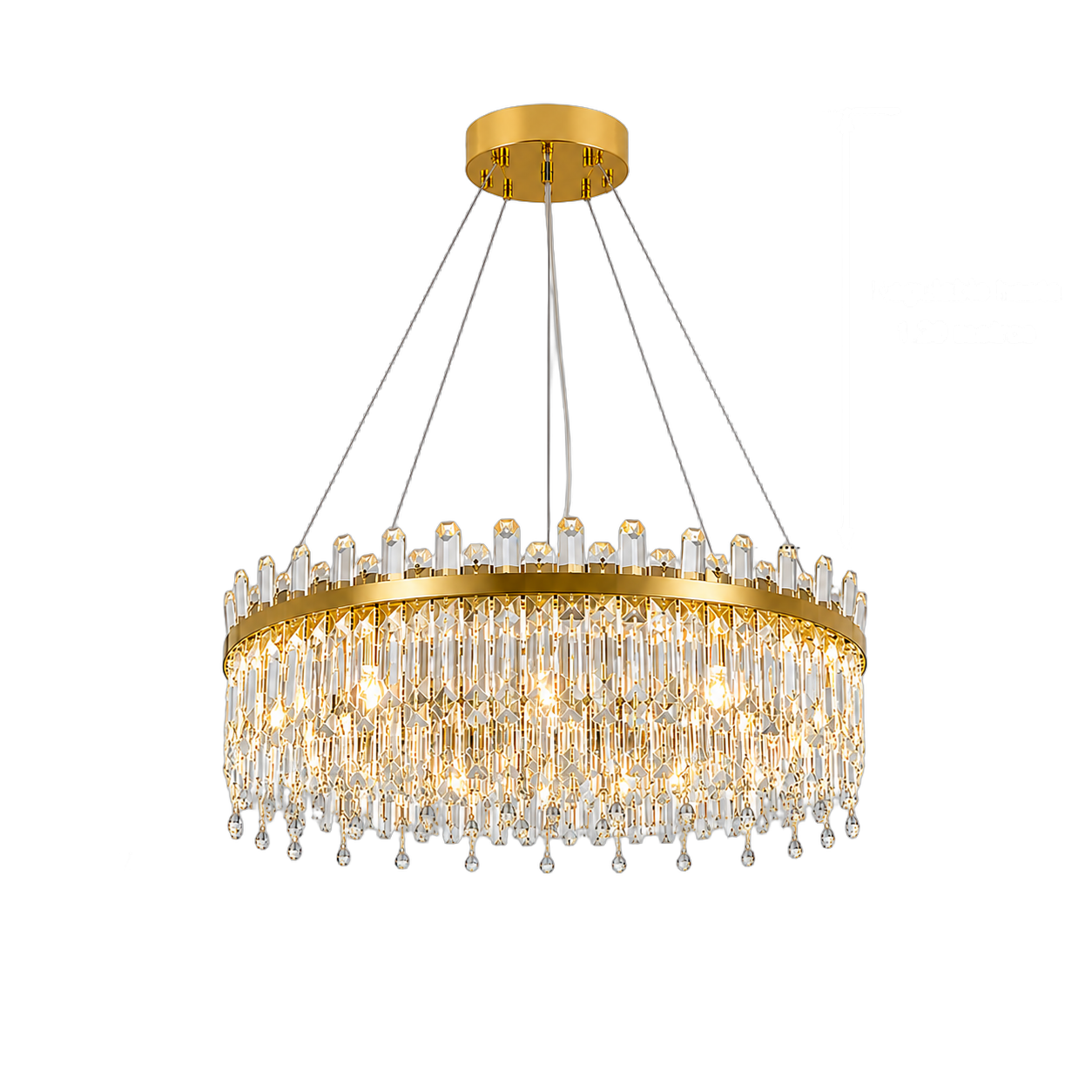 Candelabro colgante redondo con cristales, Dorado (80*31*Regula 120cm) (8 focos E14 no incluidos)