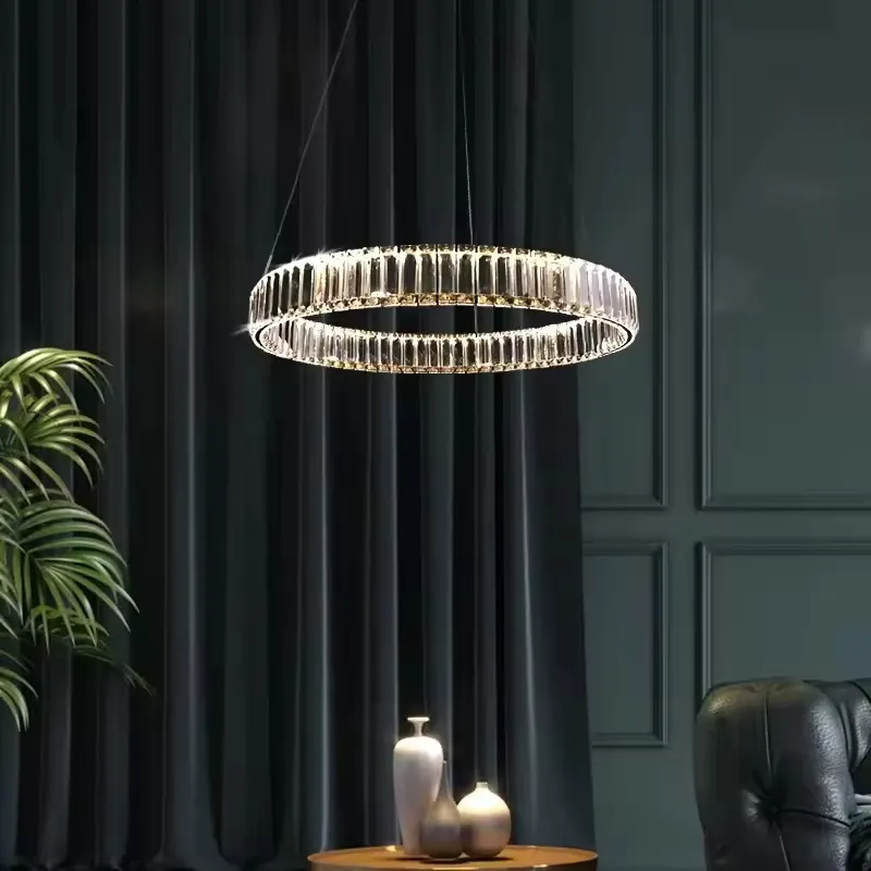 Lámpara colgante aro con cristales, Dorado (60*7*Regula 120cm, 60W) (Circuito LED integrado, 3 temperaturas de luz: cálida 3000K, neutra 4500K, blanca 6000K, vida útil 25000 horas)