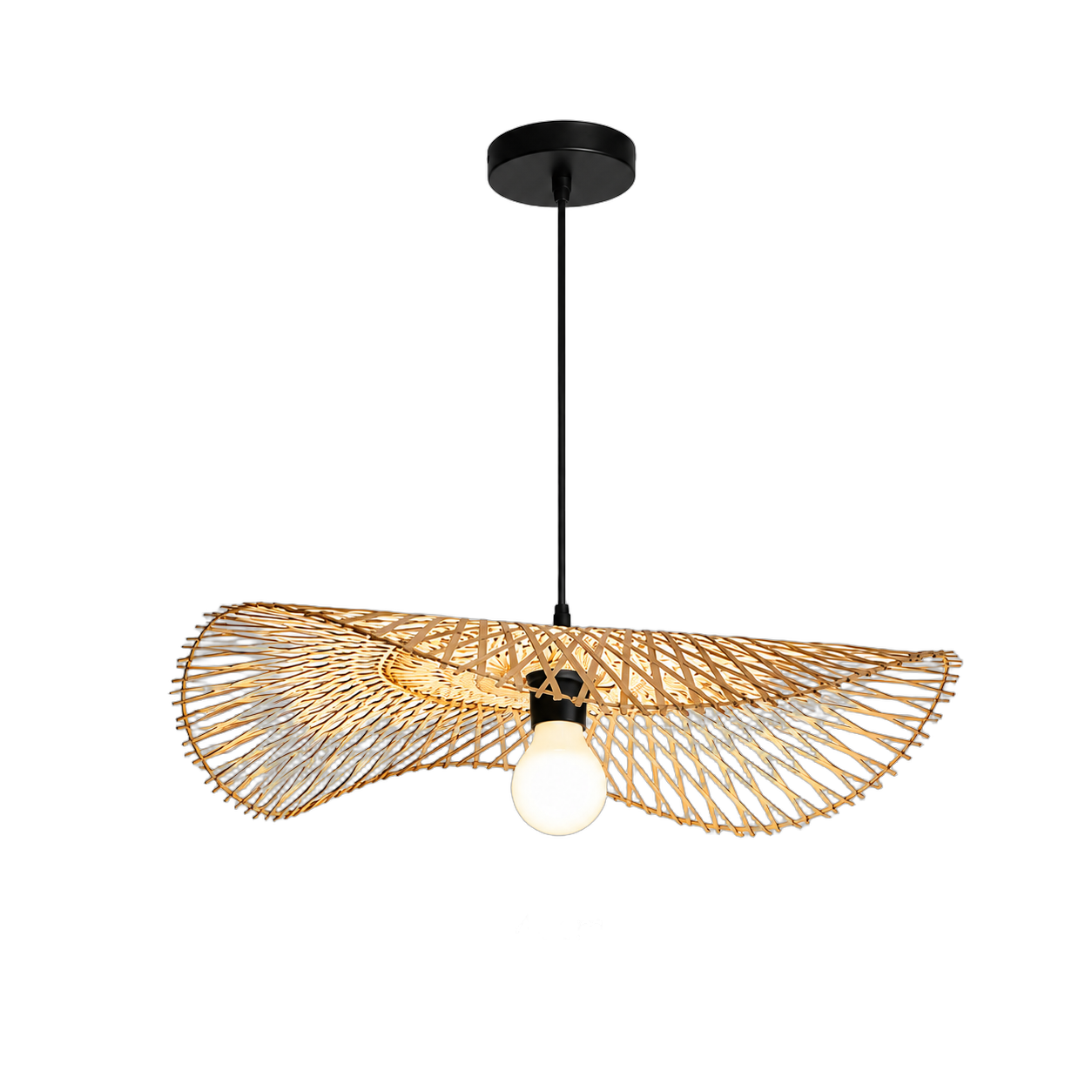 Lámpara colgante ala de bambú, Natural (40*Regula 120cm) (1 foco E27 no incluido)