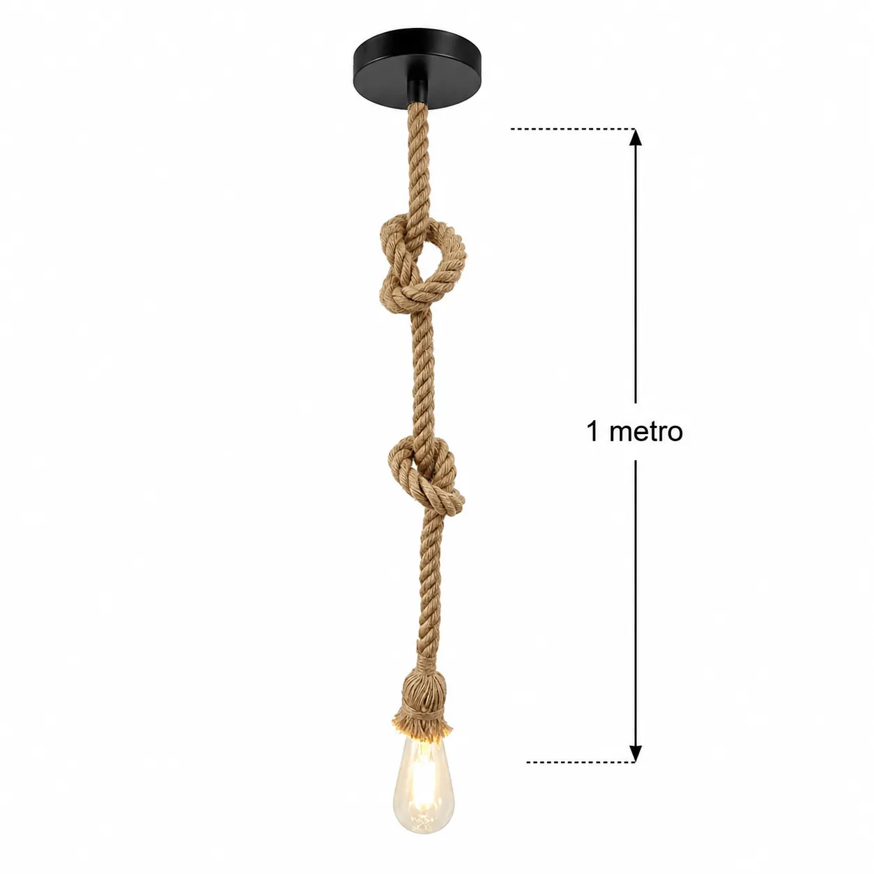 Lámpara colgante soga individual, Dorado (100cm)