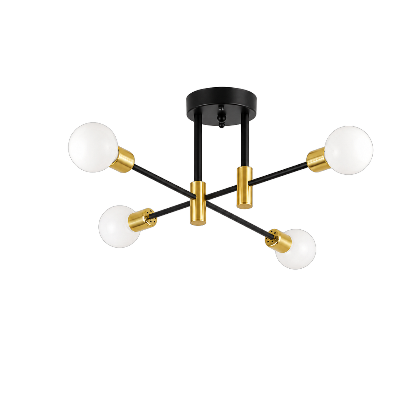 Lámpara de techo lineal esferas pequeña, Negro y dorado (50*20cm) (4 focos E27BB no incluidos)