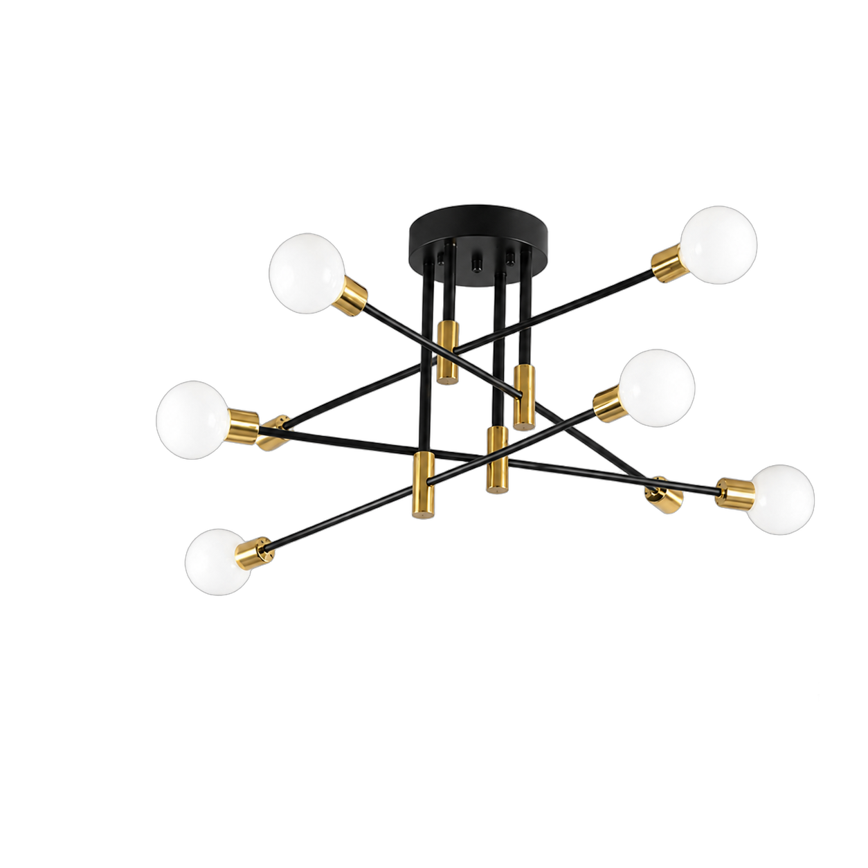 Lámpara de techo lineal esferas grande, Negro y dorado (50*20cm) (8 focos E27BB no incluidos)