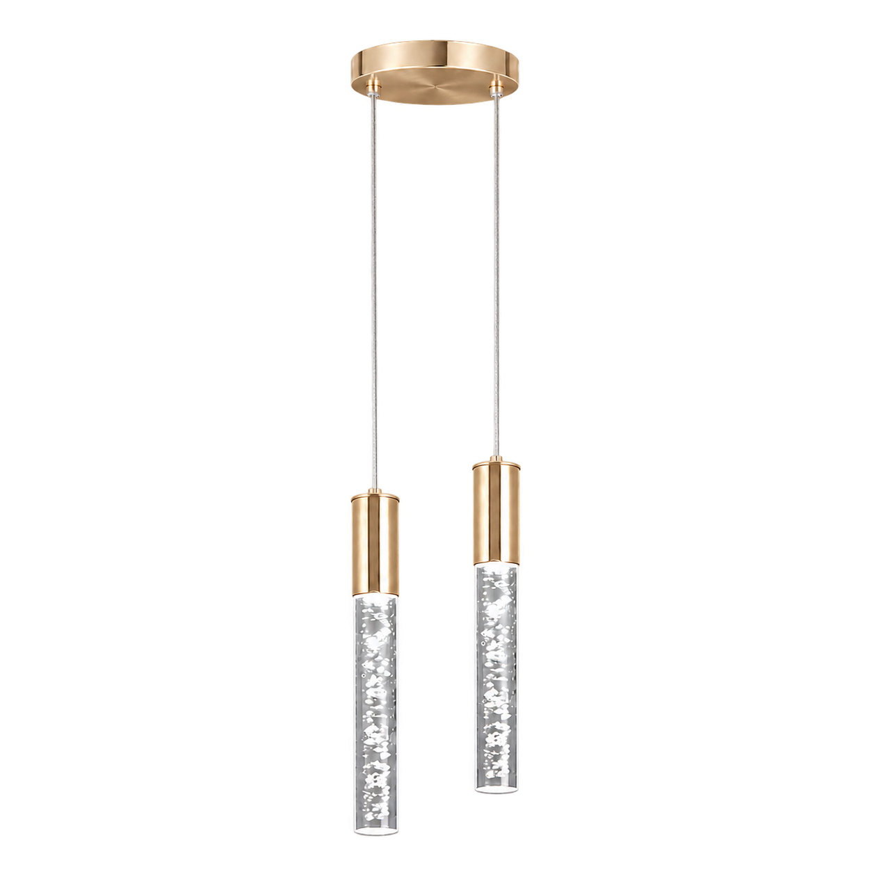 Lámpara colgante doble cápsula, French Gold (3.5*30*Regula 150cm, 10W) (Circuito LED integrado, 3 temperaturas de luz: cálida 3000K, neutra 4500K, blanca 6000K, vida útil 25000 horas)