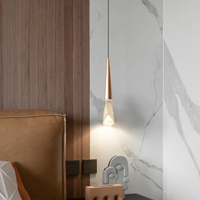 Lámpara colgante V alargada, French Gold (6*40*Regula 150cm, 5W) (Circuito LED integrado, 3 temperaturas de luz: cálida 3000K, neutra 4500K, blanca 6000K, vida útil 25000 horas)
