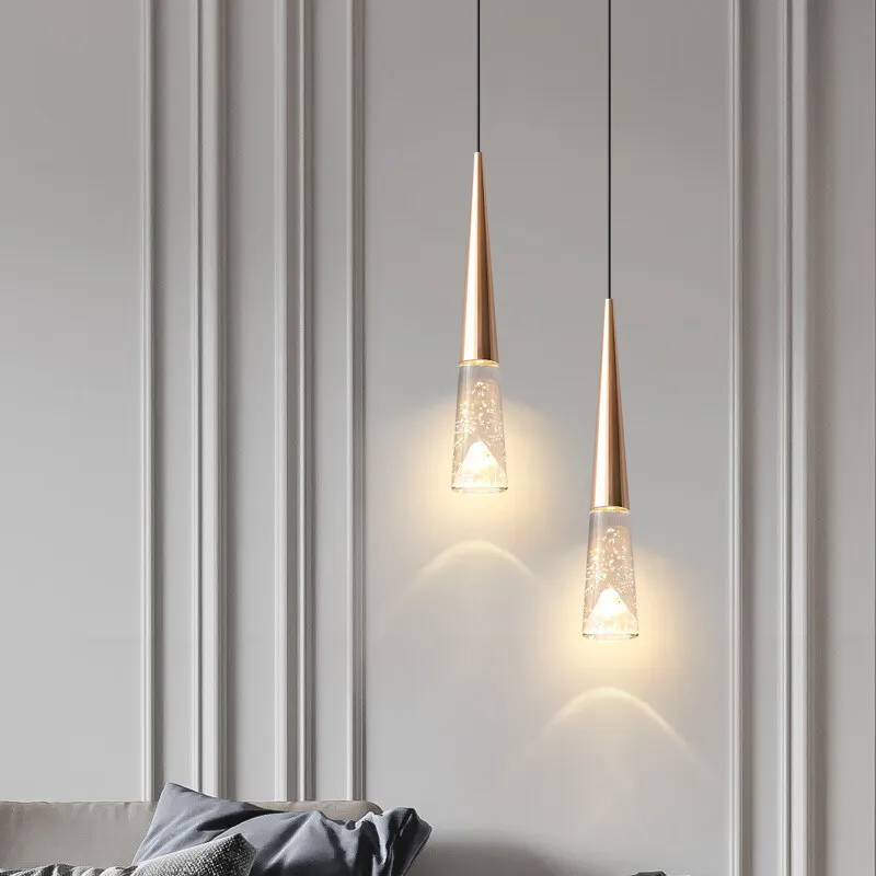 Lámpara colgante V alargada, French Gold (6*40*Regula 150cm, 5W) (Circuito LED integrado, 3 temperaturas de luz: cálida 3000K, neutra 4500K, blanca 6000K, vida útil 25000 horas)