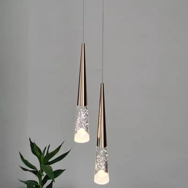Lámpara colgante V alargada, French Gold (6*40*Regula 150cm, 5W) (Circuito LED integrado, 3 temperaturas de luz: cálida 3000K, neutra 4500K, blanca 6000K, vida útil 25000 horas)