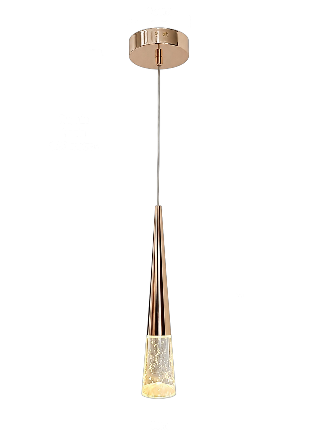 Lámpara colgante V alargada, French Gold (6*40*Regula 150cm, 5W) (Circuito LED integrado, 3 temperaturas de luz: cálida 3000K, neutra 4500K, blanca 6000K, vida útil 25000 horas)