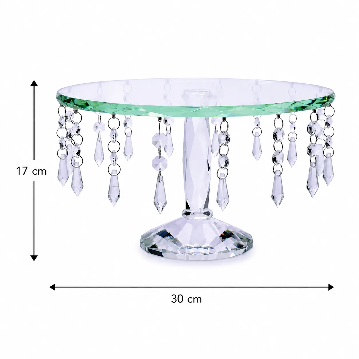 Porta torta de cristal con colgantes, Transparente (30*17cm)