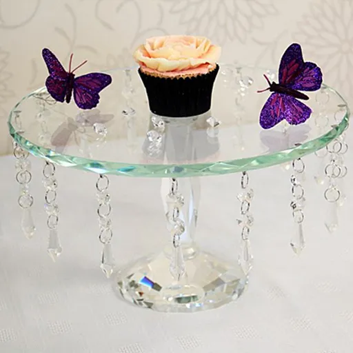 Porta torta de cristal con colgantes, Transparente (30*17cm)