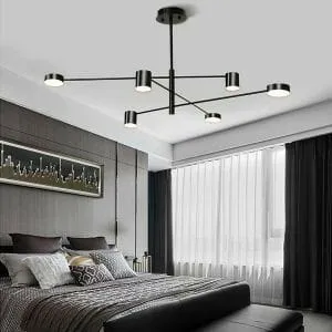 Lámpara Sputnik lineal, Negro (143*25) (Circuito LED integrado, temperatura de luz: cálida 3000K, vida útil 25000 horas)