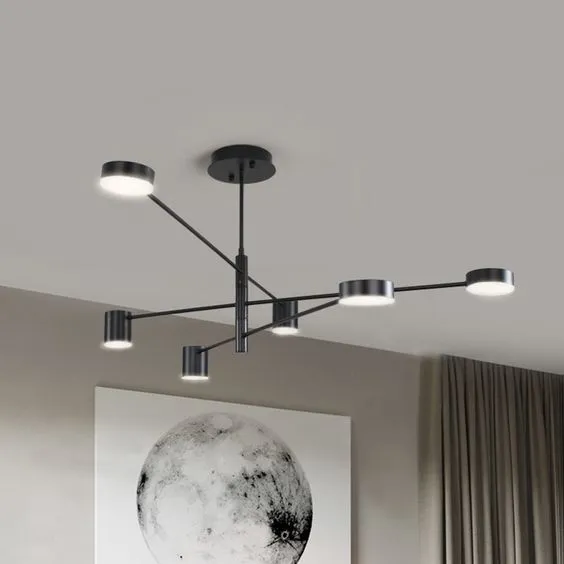 Lámpara Sputnik lineal, Negro (143*25) (Circuito LED integrado, temperatura de luz: cálida 3000K, vida útil 25000 horas)