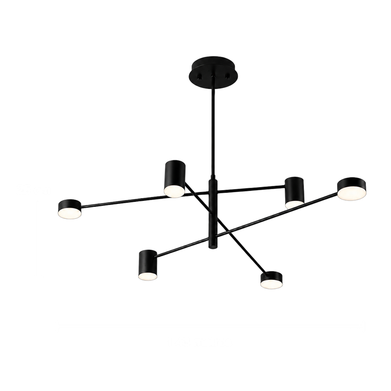 Lámpara Sputnik lineal, Negro (143*25) (Circuito LED integrado, temperatura de luz: cálida 3000K, vida útil 25000 horas)