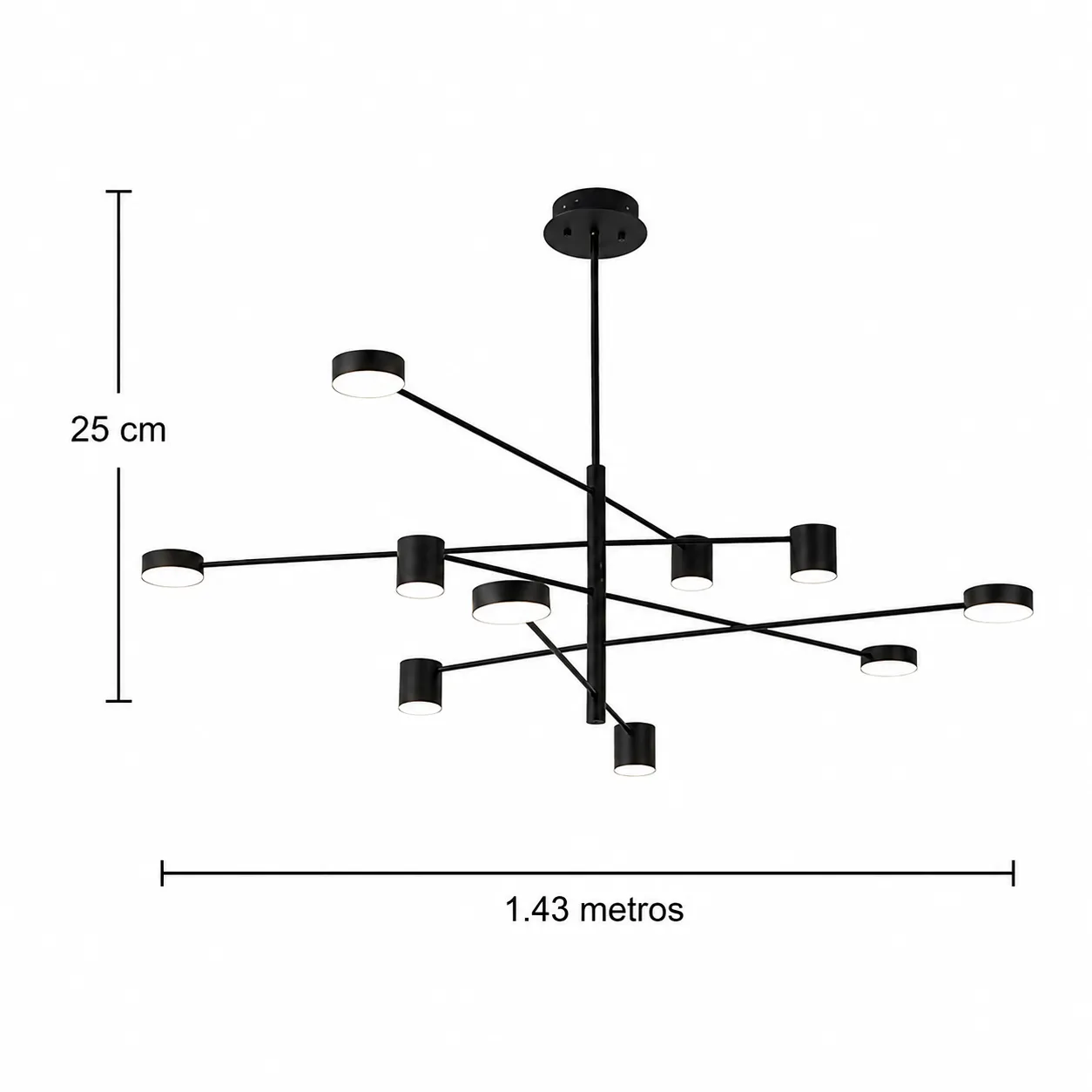 Lámpara Sputnik lineal, Negro (143*32cm)