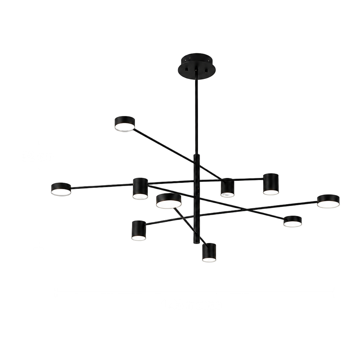 Lámpara Sputnik lineal, Negro (143*32cm) (Circuito LED integrado, temperatura de luz: cálida 3000K, vida útil 25000 horas)