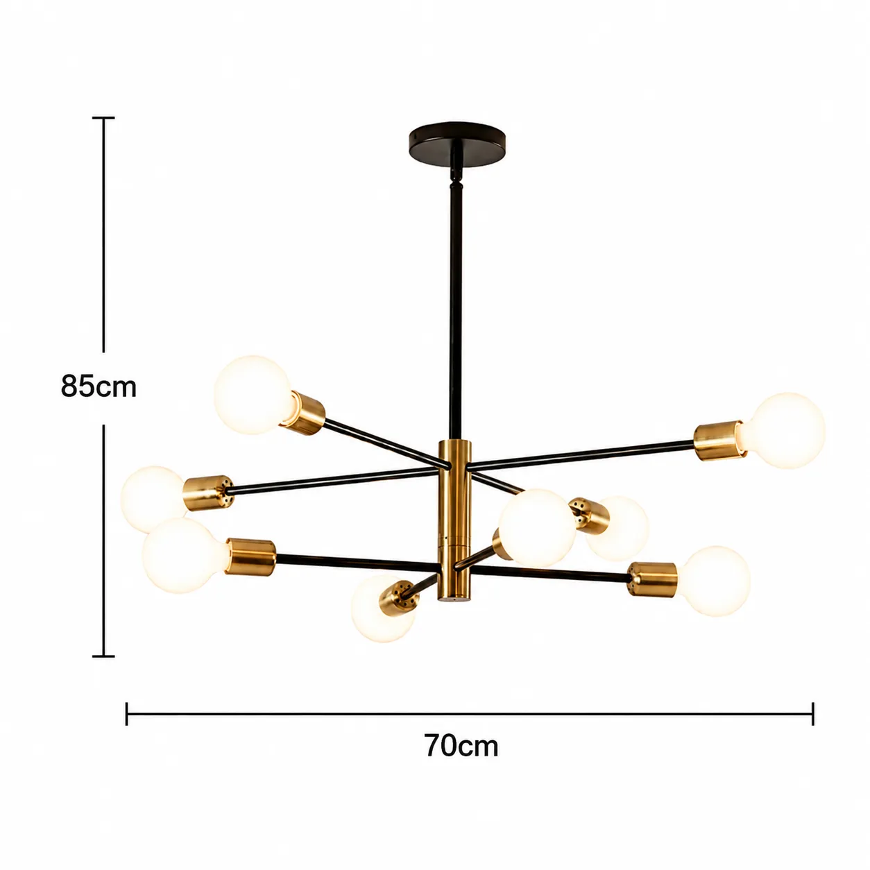 Lámpara Sputnik, Negro y dorado (70*85cm)
