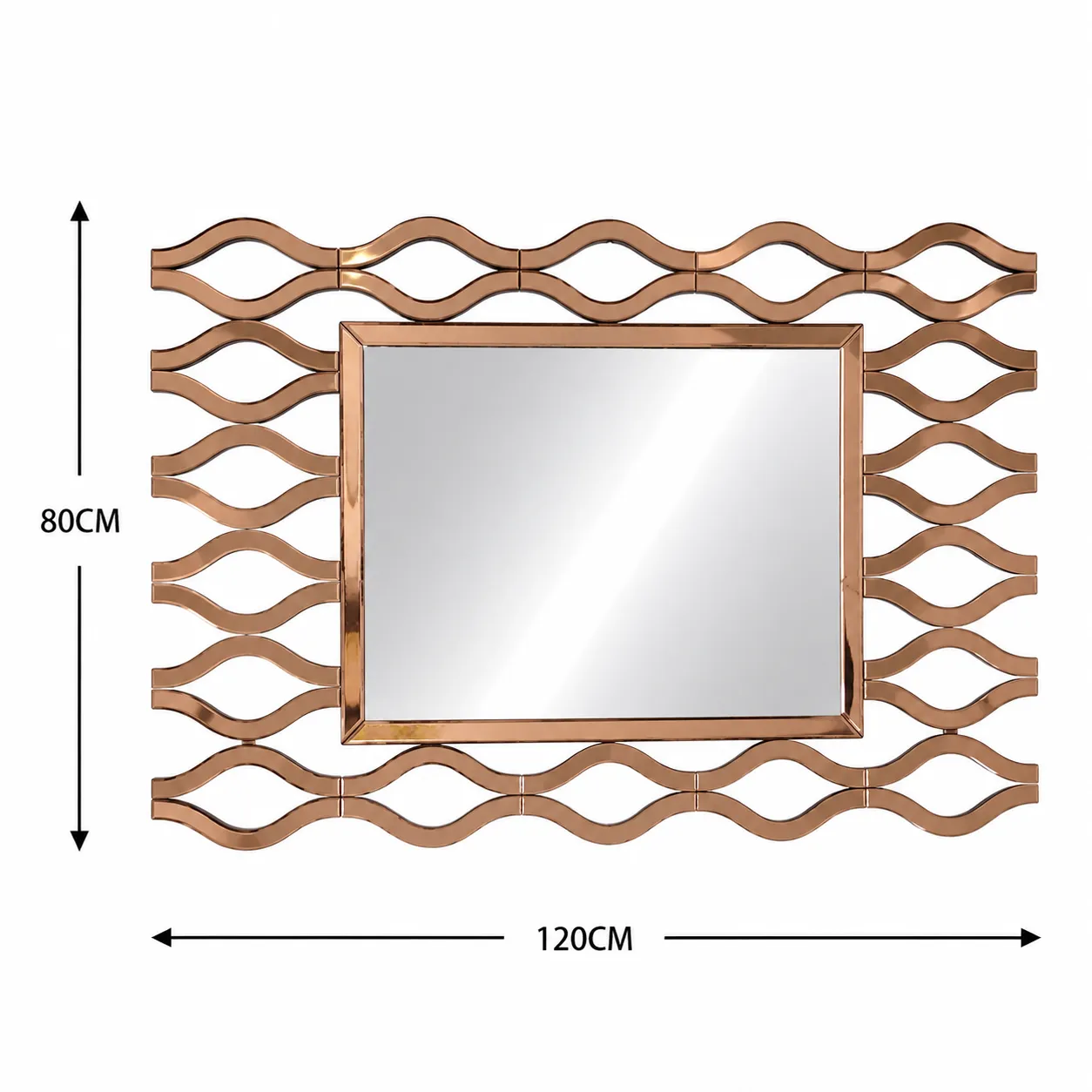 Espejo rectangular ondulado, Bronce (120*80cm)
