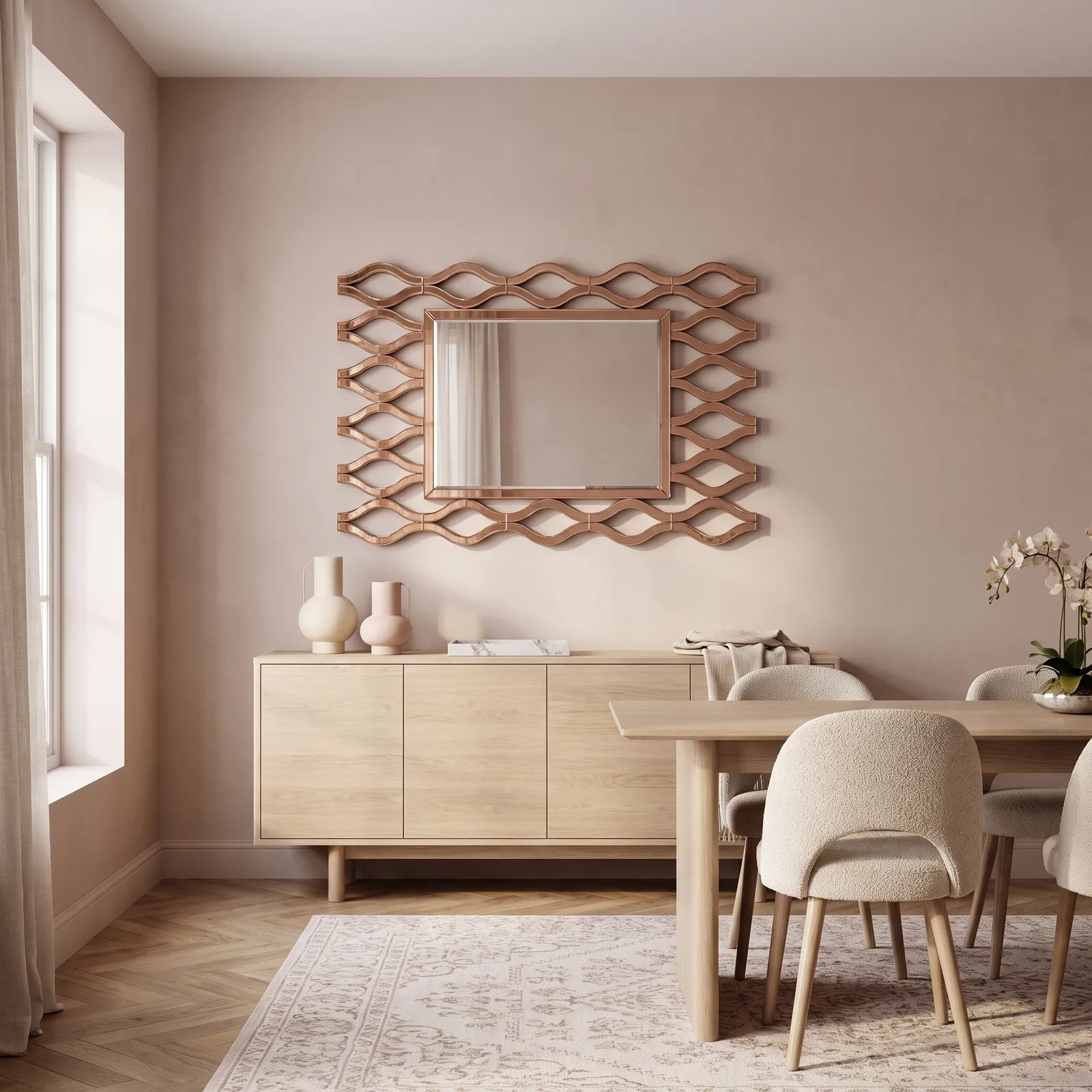 Espejo rectangular ondulado, Bronce (120*80cm)