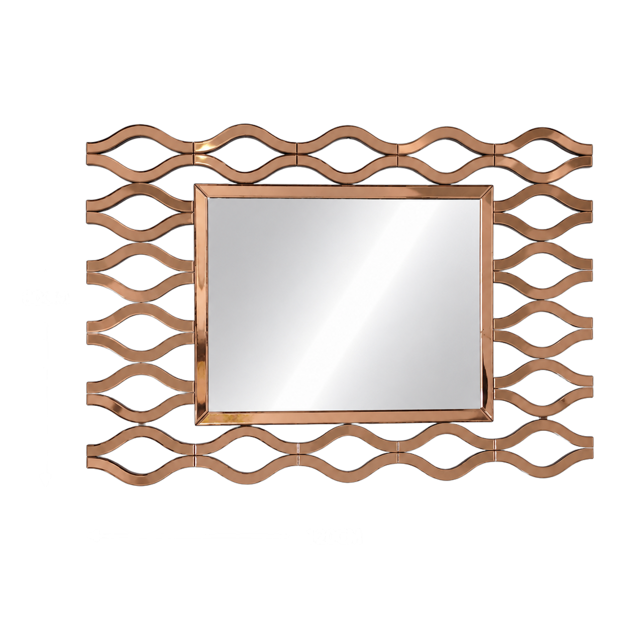 Espejo rectangular ondulado, Bronce (120*80cm)