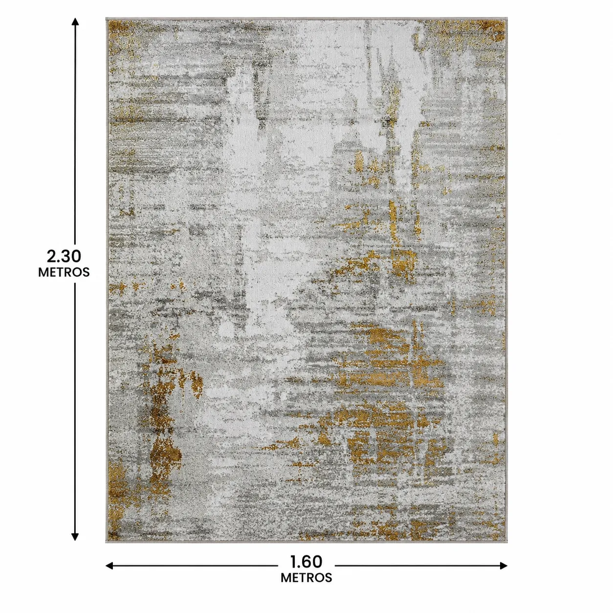 Alfombra abstracta con vetas doradas pequeña, Gris, grosor 2 cm, reverso de yute (160*230cm)