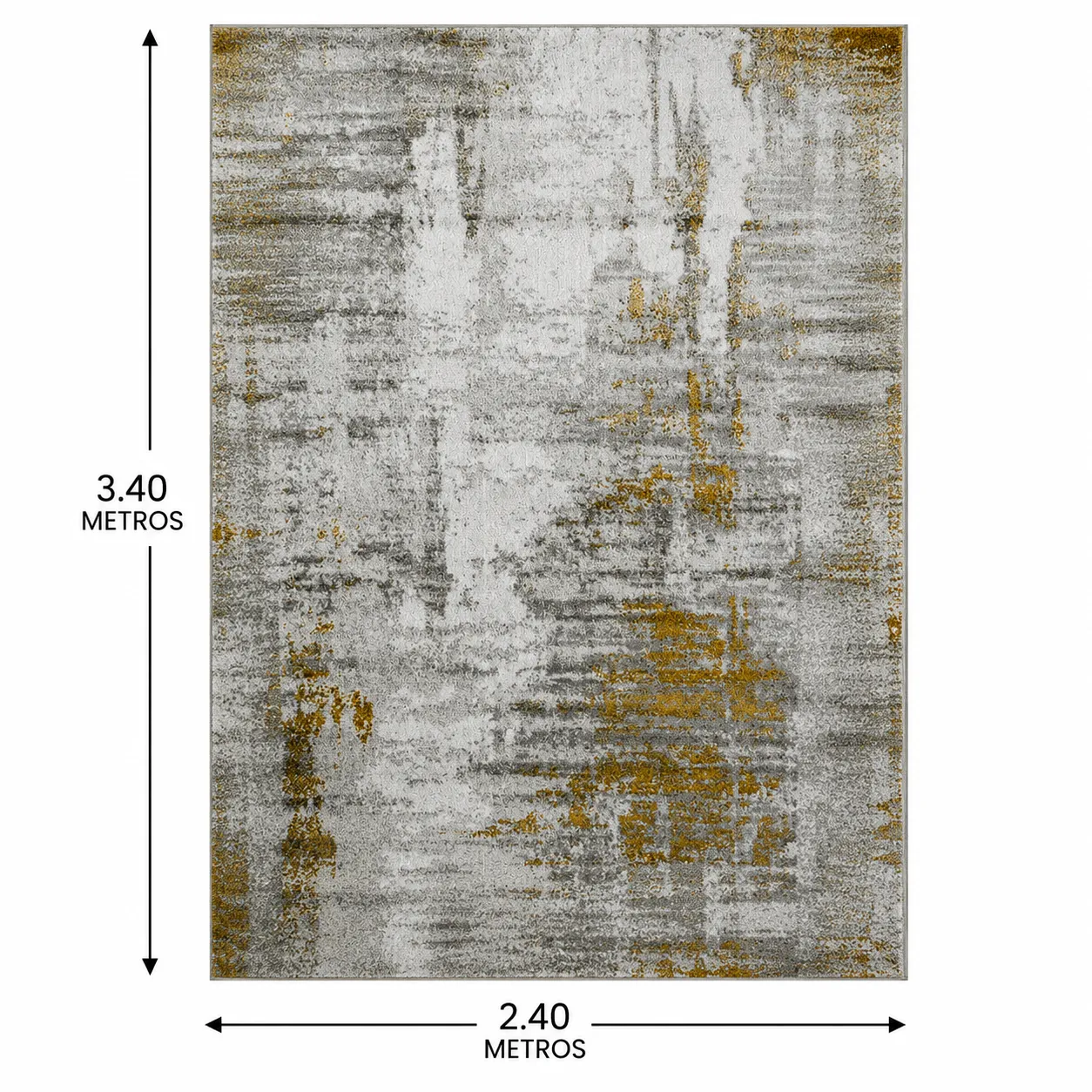 Alfombra abstracta con vetas doradas XL, Gris, grosor 2 cm, reverso de yute (240*340cm)