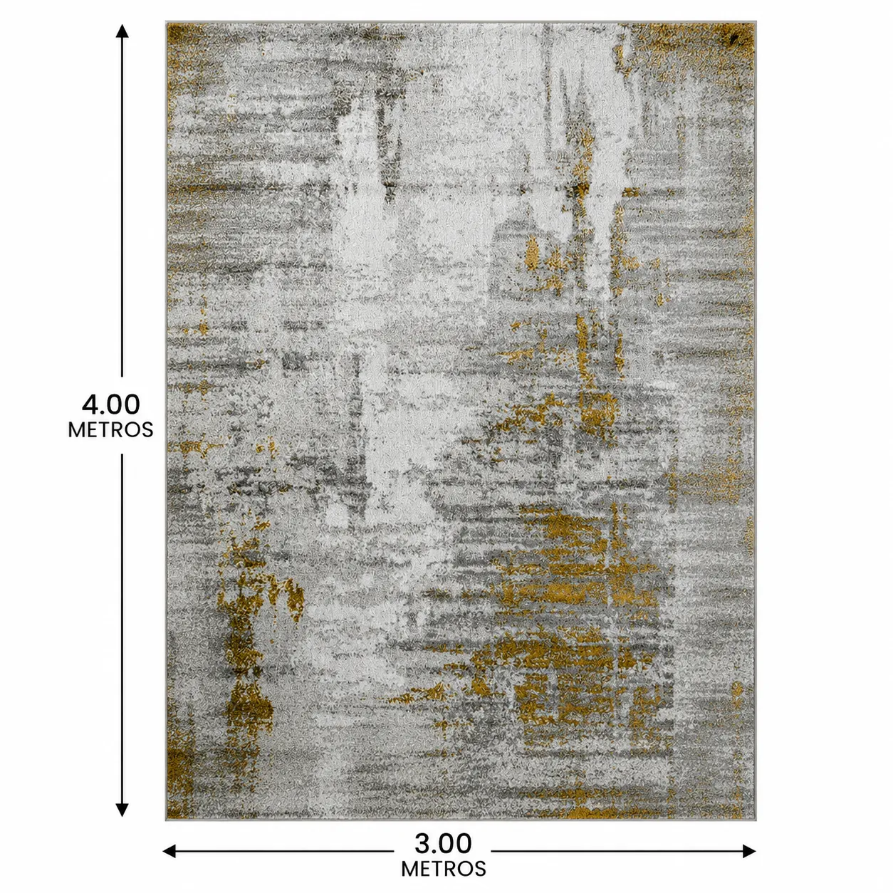 Alfombra abstracta con vetas doradas extra grande, Gris, grosor 2 cm, reverso de yute (300*400cm)