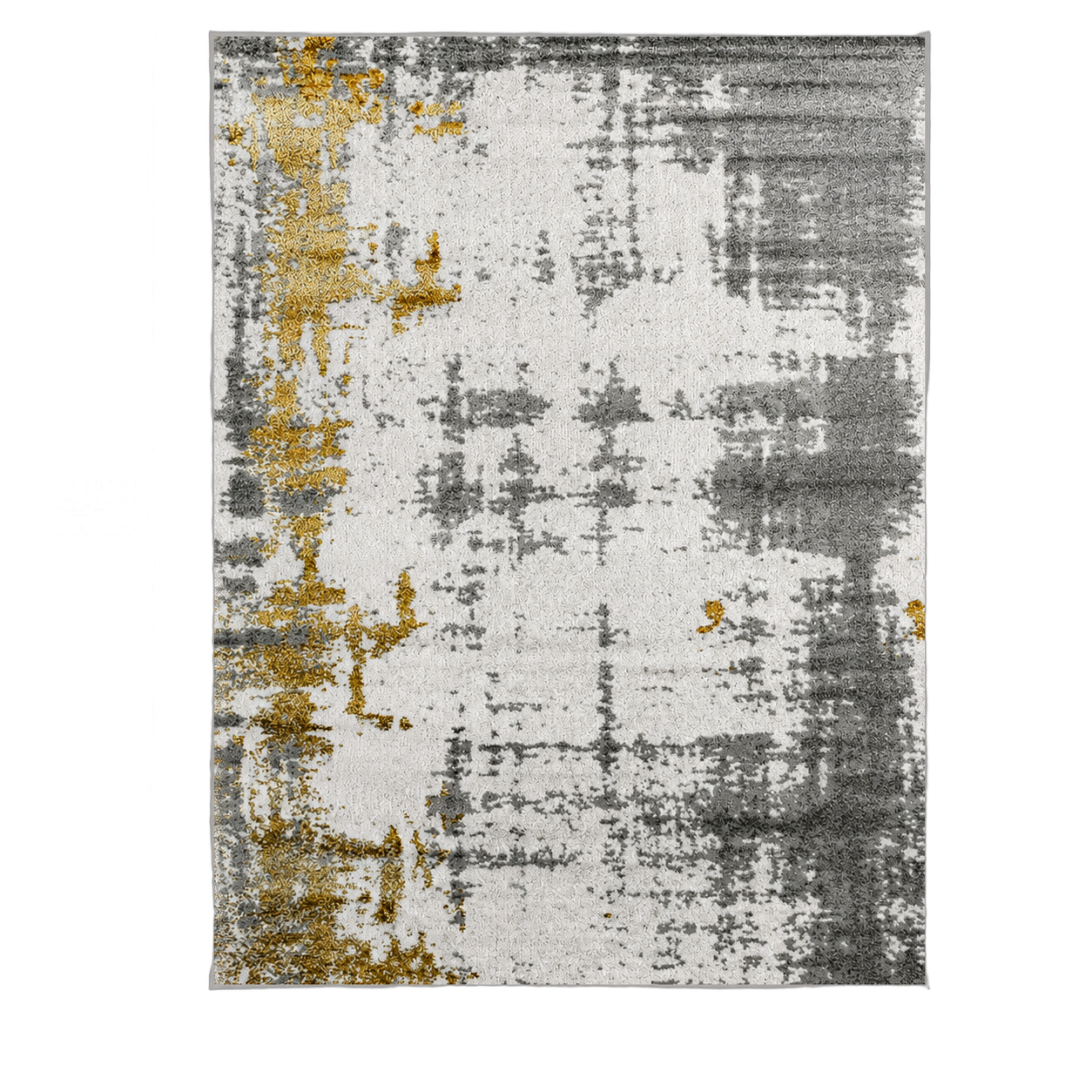 Alfombra abstracta con hilo metálico grande, Gris y dorado, grosor 2 cm, reverso de yute (200*290cm)
