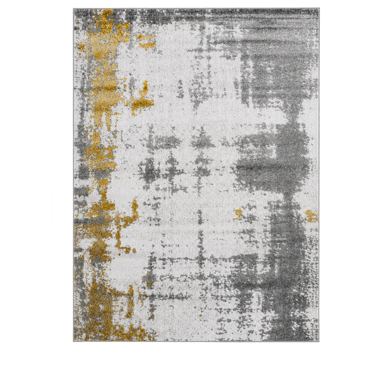 Alfombra abstracta con hilo metálico XL, Gris y dorado, grosor 2 cm, reverso de yute (240*340cm)