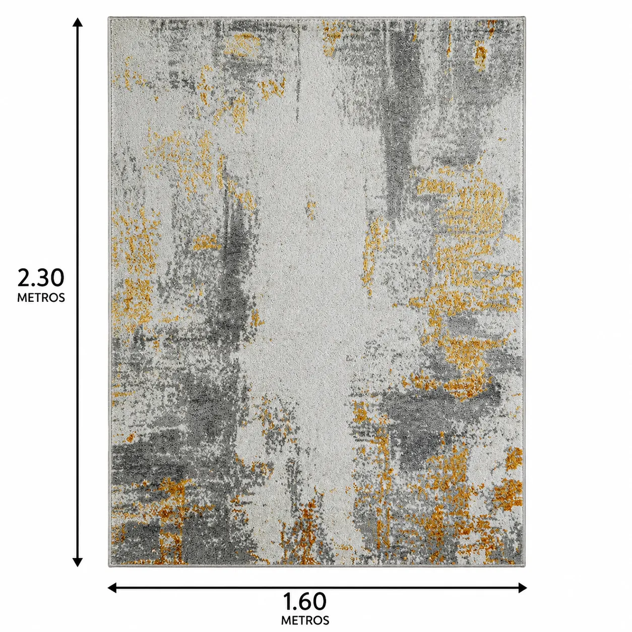 Alfombra abstracta con vetas doradas, Hueso, grosor 2 cm, reverso de yute (160*230cm)