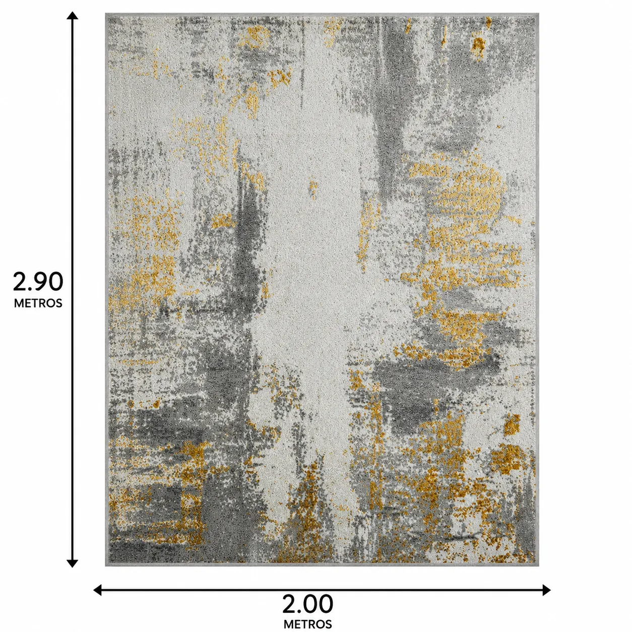 Alfombra abstracta con vetas doradas grande, Hueso, grosor 2 cm, reverso de yute (200*290cm)