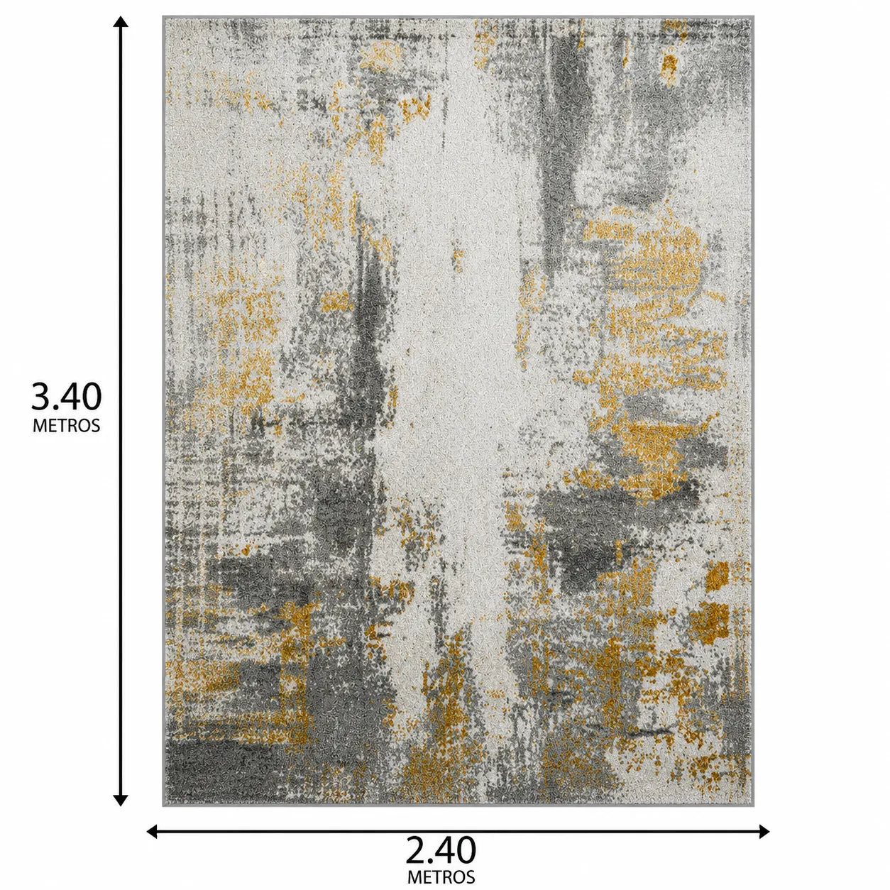 Alfombra abstracta con vetas doradas XL, Hueso, grosor 2 cm, reverso de yute (240*340cm)