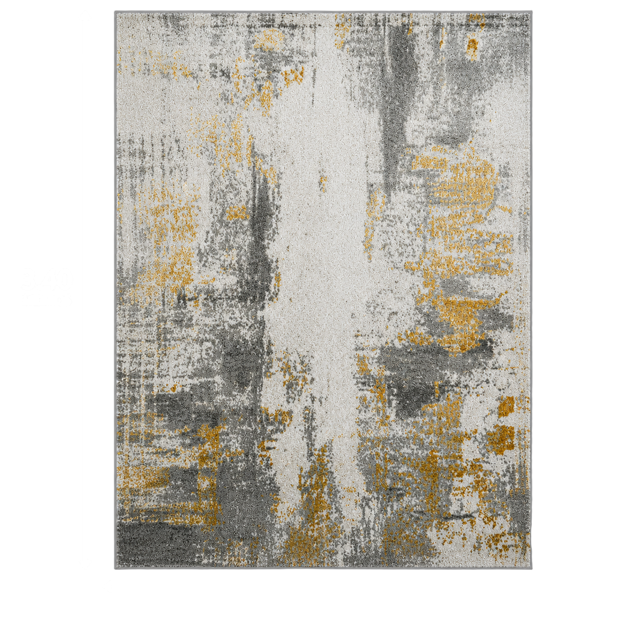 Alfombra abstracta con vetas doradas XL, Hueso, grosor 2 cm, reverso de yute (240*340cm)