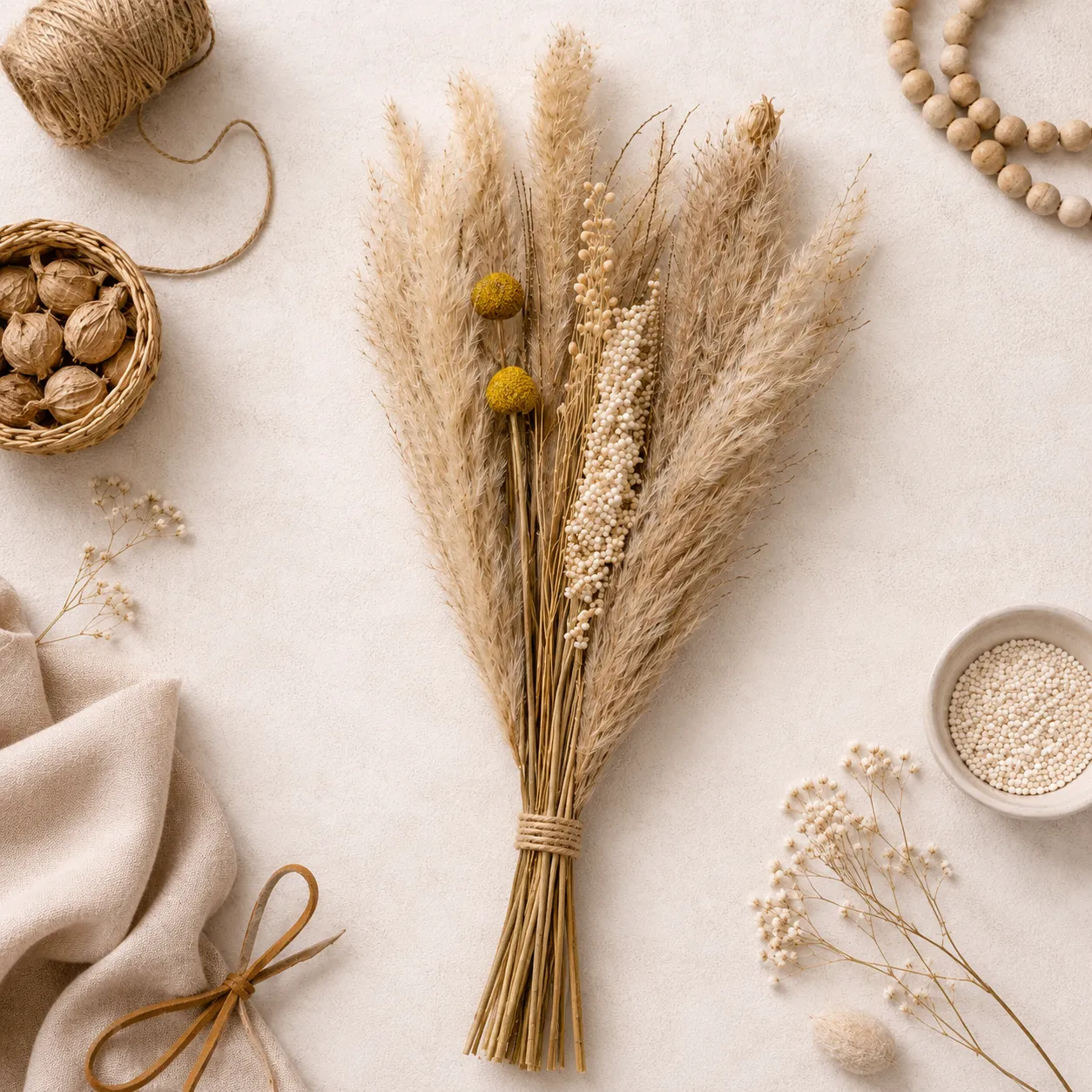 Ramo de pampas preservadas, Natural beige (80cm)
