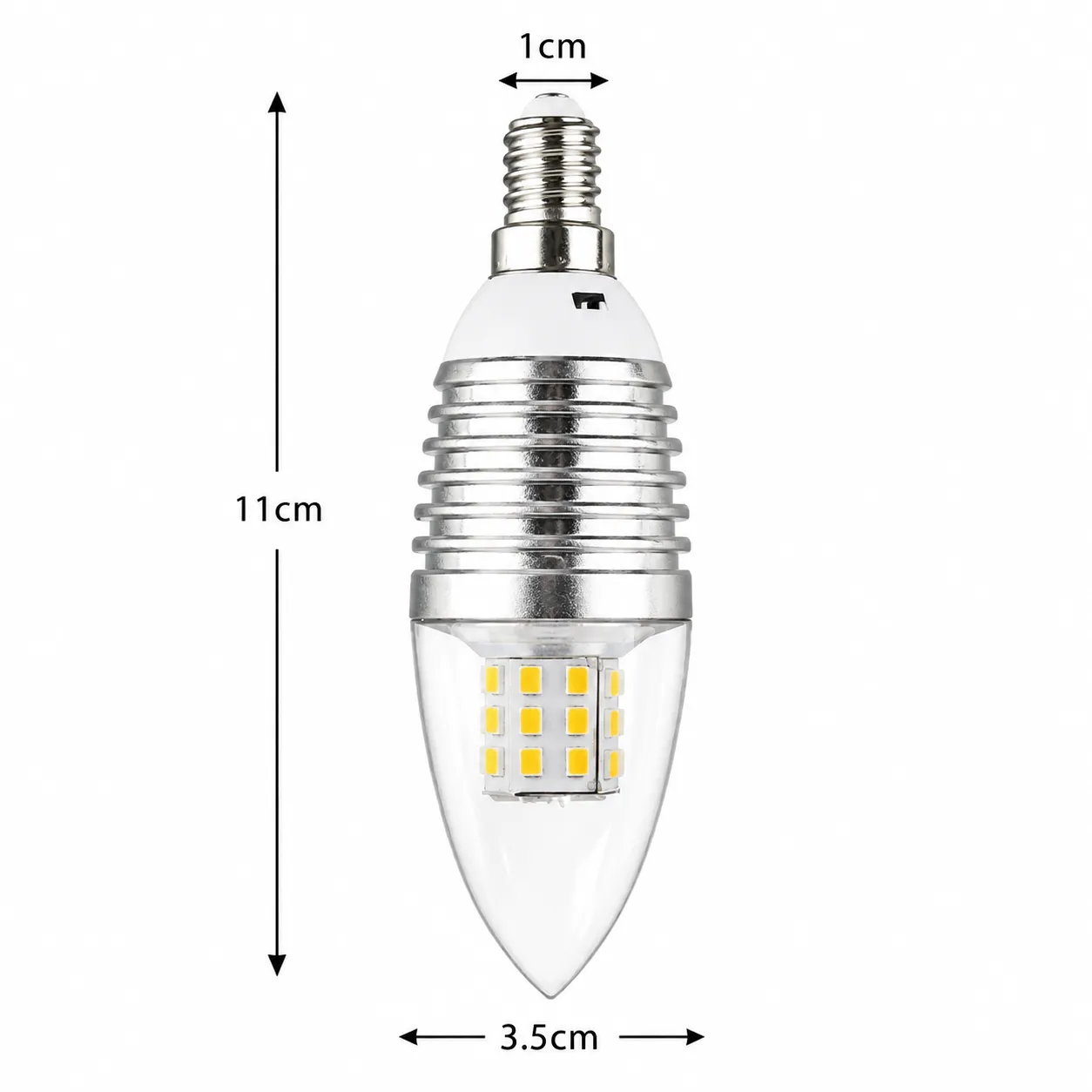 Foco LED vela E12, Amarillo (3.5*11cm)