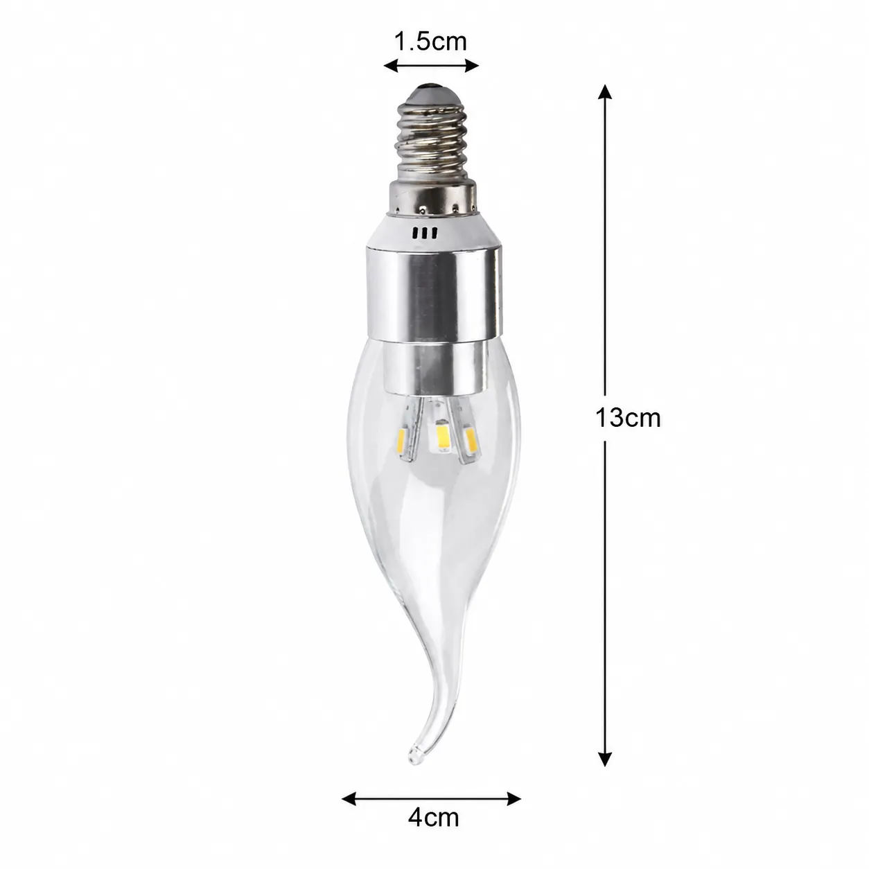 Foco E14 base plateada, Amarillo (4*13cm)