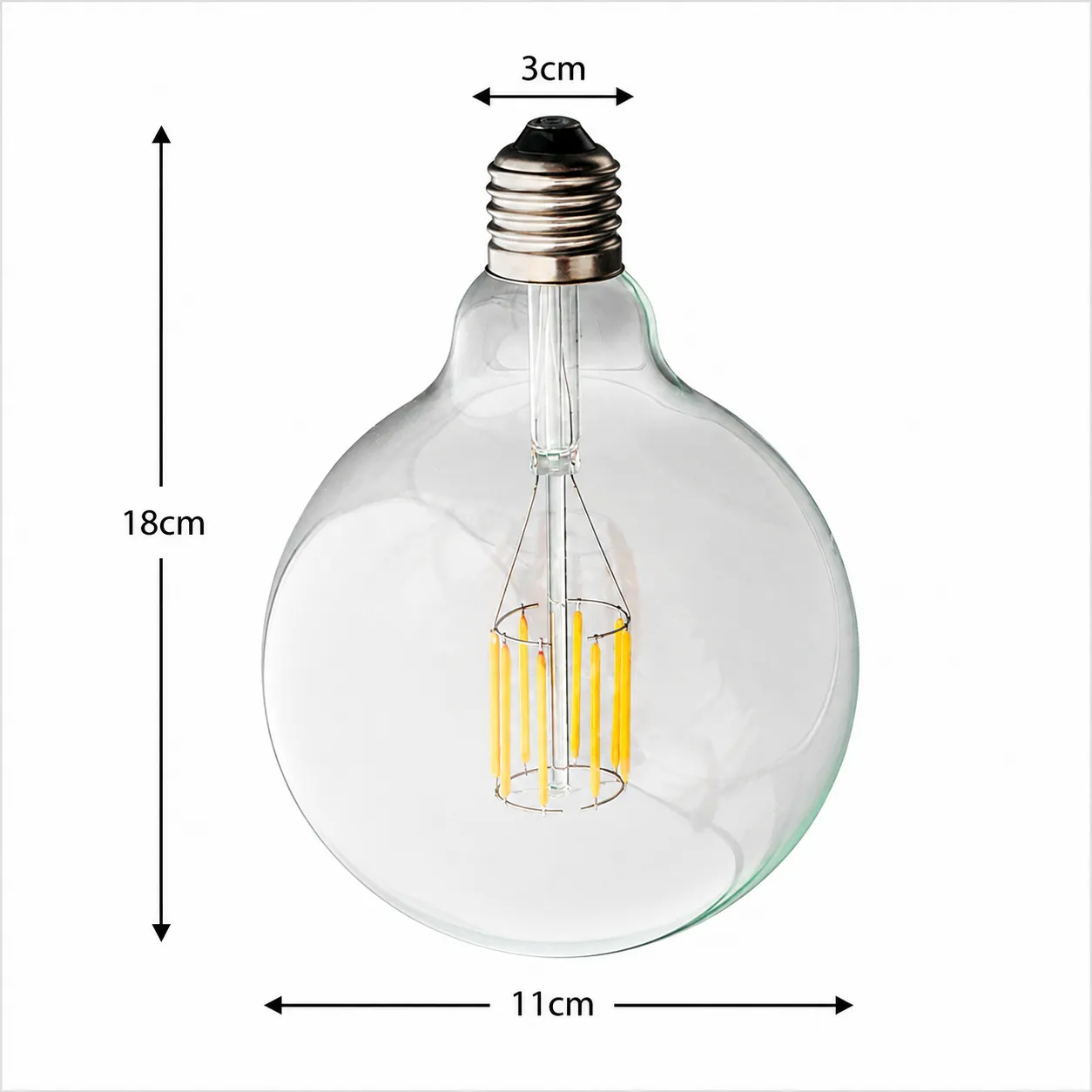 Foco globo filamento E27, Amarillo (11*18cm)